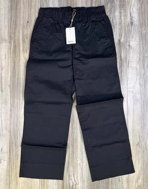 Quince Organic Stretch Cotton Wide Leg Chino Pants Black Womens Size 4 NEW